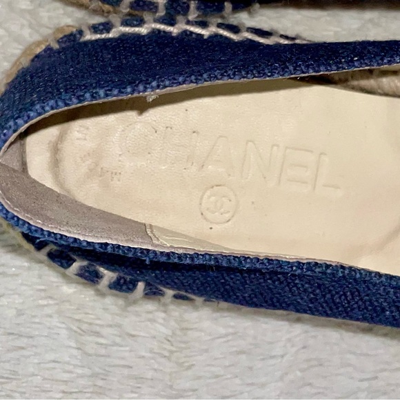 Chanel Espedrilles Cap Toe Black / Blue Denim Canvas Shoes Sz 38 / US 8 - Picture 5 of 8